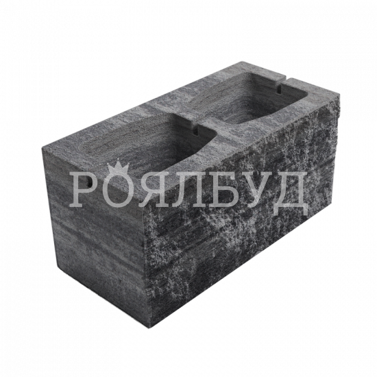 Блок пустотелый рваный 390х190х190 платина