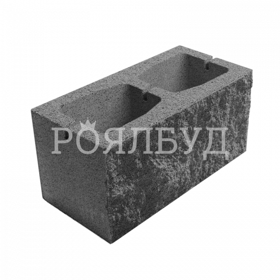 Блок пустотелый рваный 390х190х190 серый
